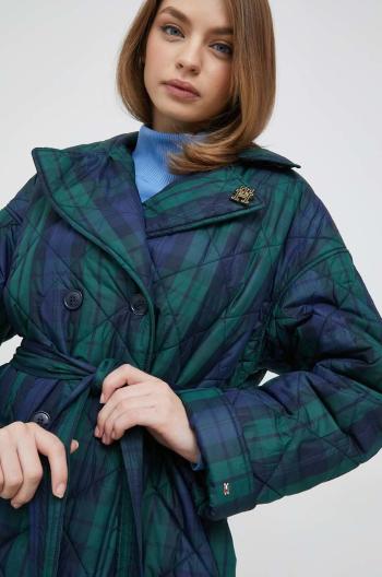 Kabát Tommy Hilfiger dámský, zelená barva, přechodný, oversize