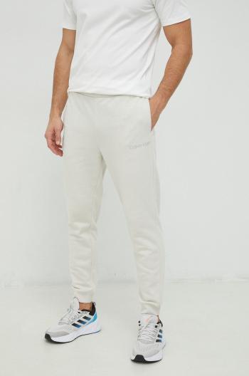 Tréninkové kalhoty Calvin Klein Performance pánské, béžová barva, hladké