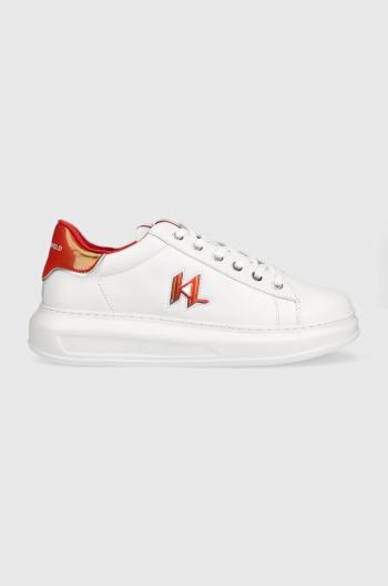 Kožené sneakers boty Karl Lagerfeld Kl52536 Kapri Mens bílá barva