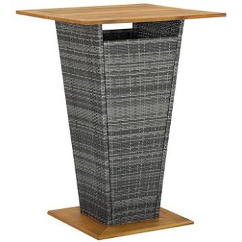 Barový stůl šedý 80 × 80 × 110 cm polyratan a masivní akácie, 313466 (313466)