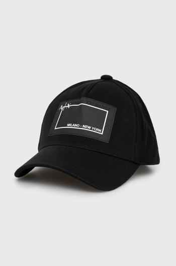 Bavlněná baseballová čepice Armani Exchange černá barva