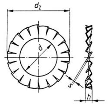 Vějířovité podložky TOOLCRAFT A2,7 D6798 194751 DIN 6798, Ø: 2,7 mm, pružinová ocel, 100 ks