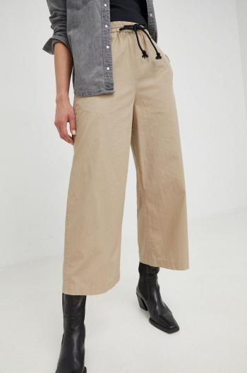 Bavlněné kalhoty Marc O'Polo Denim dámské, béžová barva, široké, high waist