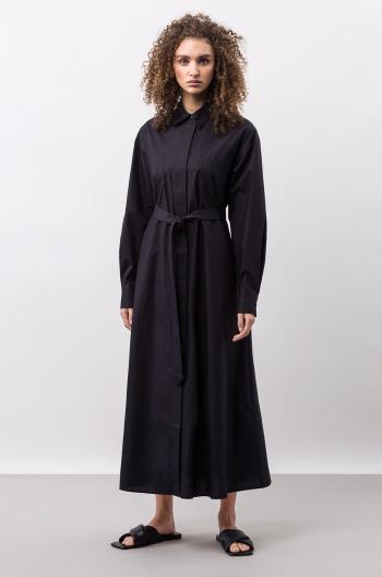 Bavlněné šaty Ivy & Oak černá barva, midi, áčková