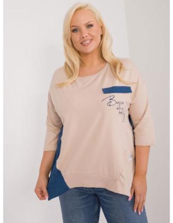 Dámská halenka plus size s 3/4 rukávy béžová 