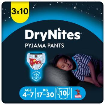 Huggies DryNites pyžamové kalhoty jednorázové chlapci 4-7 let 3 x 10 kusů