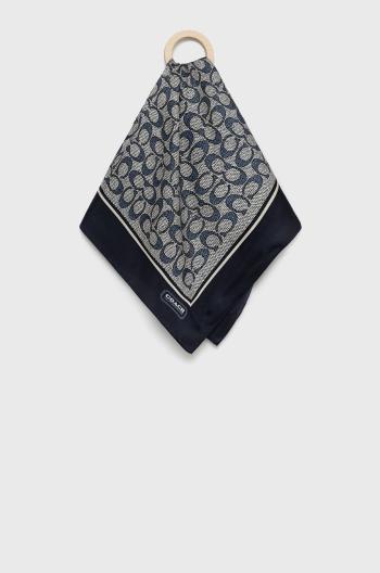 Hedvábný šátek Coach tmavomodrá barva, vzorovaný