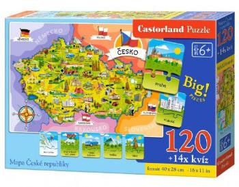 Mapa České republiky Puzzle 120 dílků + 1kvízů naučné v krabici