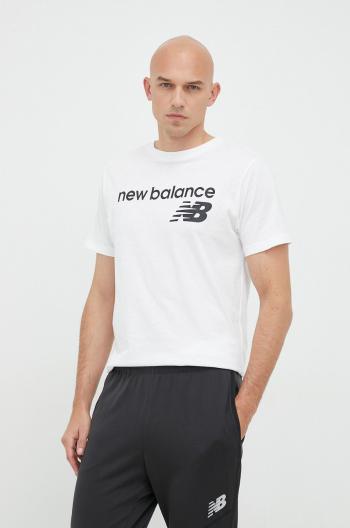 Tričko New Balance bílá barva, s potiskem