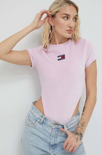 body Tommy Jeans dámské, růžová barva