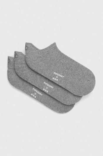 Ponožky Superdry 3-pack dámské, šedá barva