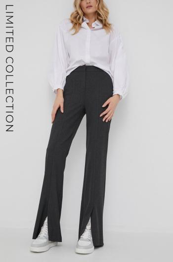 Kalhoty Answear Lab dámské, šedá barva, zvony, high waist