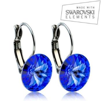 Ocelové náušnice RIVOLI 12 mm SWAROVSKI Elements Sapphire ASW09