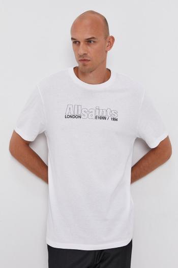 Tričko AllSaints pánské, bílá barva, s potiskem
