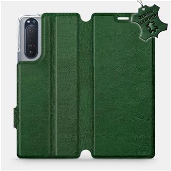 Flipové pouzdro na mobil Sony Xperia 5 II - Zelené - kožené -   Green Leather (5903516400010)