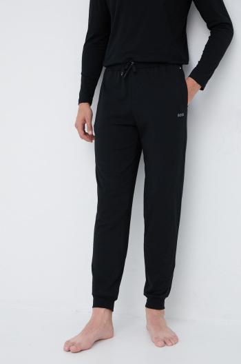 Pyžamové kalhoty BOSS pánské, černá barva, s aplikací