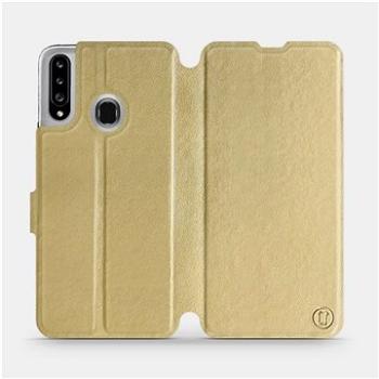 Flipové pouzdro na mobil Samsung Galaxy A20S v provedení  Gold&Orange s oranžovým vnitřkem (5903516397402)