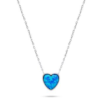Brilio Silver Slušivý stříbrný náhrdelník Srdce s opálem NCL74WB