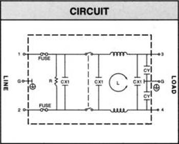 Síťový filtr Yunpen YQ01A1, 2 x 10,5 mH, 125/250 V/AC, (50/60 Hz), 1 A