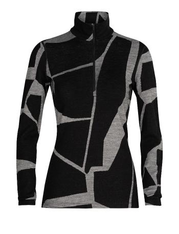 dámské merino triko dlouhý rukáv  ICEBREAKER Wmns 250 Vertex LS Half Zip  Landscapes, Black/J velikost: M