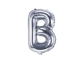 Balón foliový písmeno "B", 35 cm, stříbrný (NELZE PLNIT HELIEM) - xPartydeco