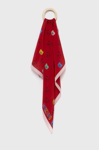 Hedvábný kapesníček Moschino červená barva, vzorovaná