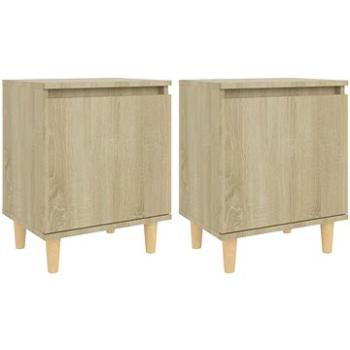 SHUMEE Noční stolky s dřevěnými nohami 2 ks dub sonoma 40 × 30 × 50 cm, 805822 (805822)