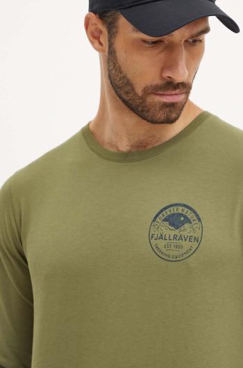 Tričko s dlouhým rukávem Fjallraven Forever Nature Badge zelená barva, s potiskem, F87303.677