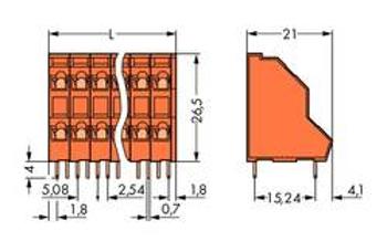 Dvojřadá svorka WAGO 736-415, 2.50 mm², Pólů 30, oranžová, 21 ks