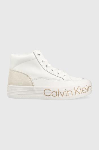 Sneakers boty Calvin Klein Jeans Yw0yw00865 Vulc Flatf Mid Wrap Around Logo bílá barva