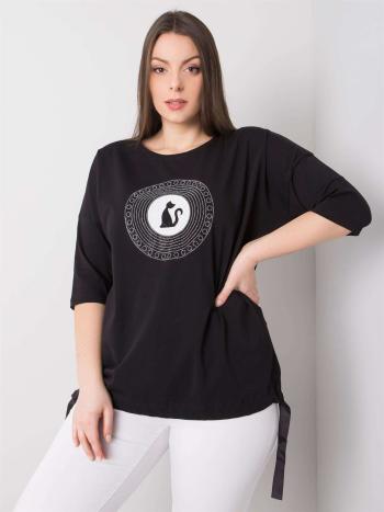 ČERNÁ HALENKA S MOTIVEM KOČKY -RV-BZ-6275.34P-BLACK Velikost: ONE SIZE