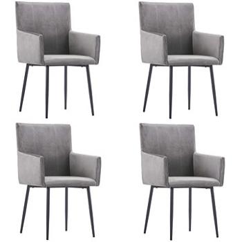 Jídelní židle s područkami 4 ks šedé samet  (3051089)