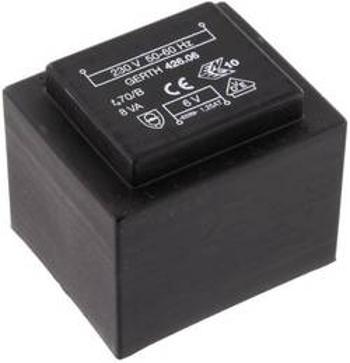 Transformátor do DPS Gerth EI 42/20, prim: 230 V, Sek: 2x 7,5 V, 533 mA, 8 VA