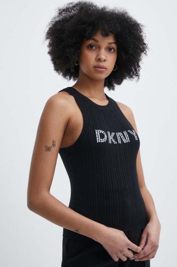 Bavlněný top Dkny HEART OF NY černá barva, D2B4A128