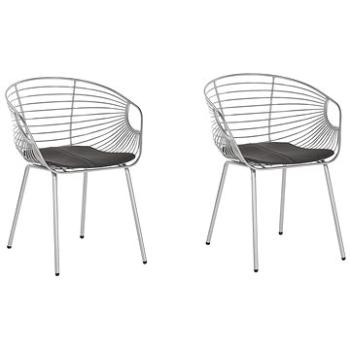  Sada 2 kovových židlí stříbrná HOBACK, 208369 (beliani_208369)