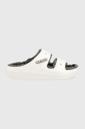 Pantofle Crocs Classic Cozzzy Sandal bílá barva