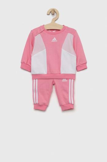 Dětská tepláková souprava adidas I 3S CB FT JOG růžová barva