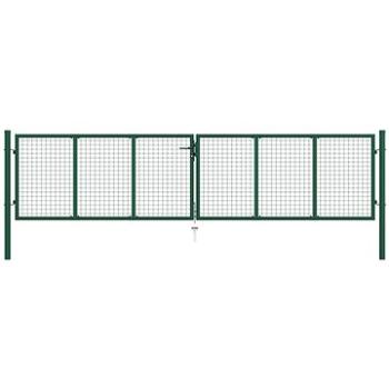 Pletivová zahradní brána ocel 400×125 cm zelená 145749