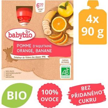 BABYBIO Jablko pomeranč banán 4× 90 g (3288131540177)