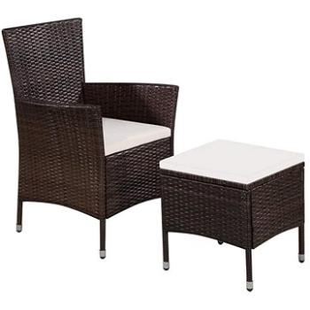 Zahradní židle a stolička s poduškami polyratan hnědé 44090 (44090)