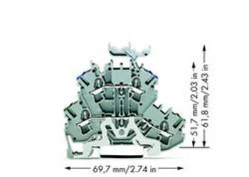 Dvojitá svorka ochranného vodiče WAGO 2002-2247, osazení: Terre, N, pružinová svorka, 5.20 mm, šedá, 50 ks