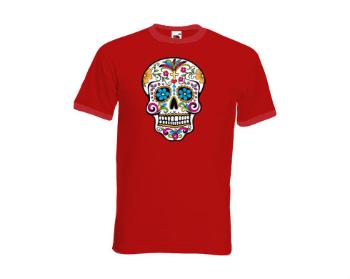 Pánské tričko s kontrastními lemy Mexická lebka