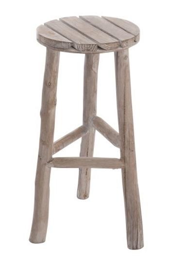 Dřevěná stolička přírodní s bílou patinou - Ø 40*53 cm 67304