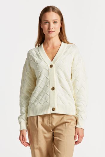 SVETR GANT D2. WEAVE KNIT CARDIGAN bílá S