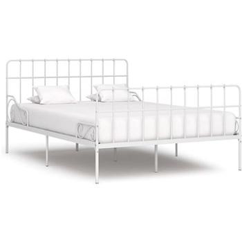 Rám postele s laťkovým roštem bílý kov 140x200 cm (284604)