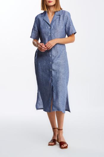 ŠATY GANT D2. LINEN CHAMBRAY SS SHIRT DRESS modrá 42