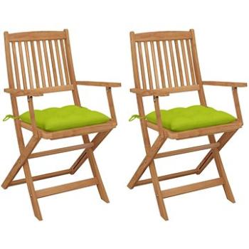 Skládací zahradní židle s poduškami 2 ks masivní akáciové dřevo, 3064616 (3064616)