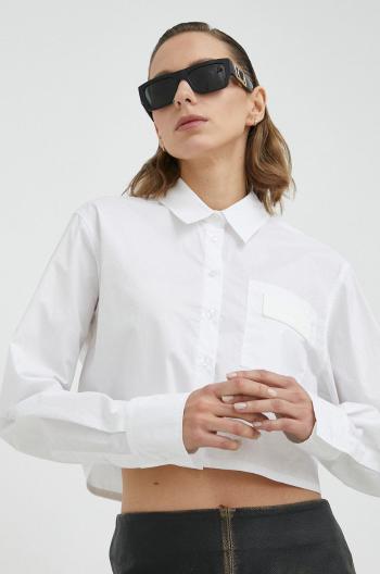 Bavlněné tričko Remain bílá barva, relaxed, s klasickým límcem