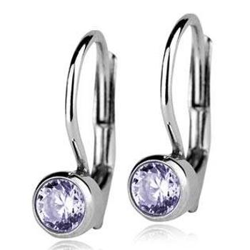 Šperky4U Stříbrné náušnice se světle fialovými kamínky 4 mm - ZB23067-LV