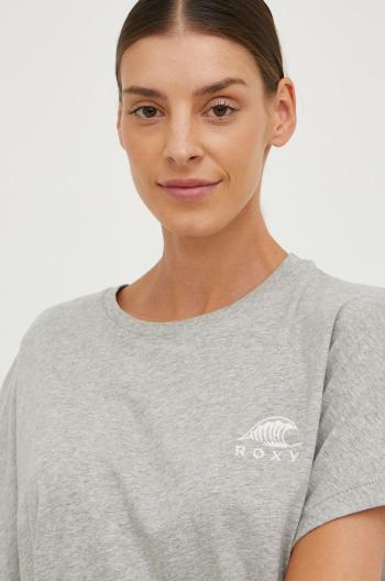 Bavlněné tričko Roxy šedá barva